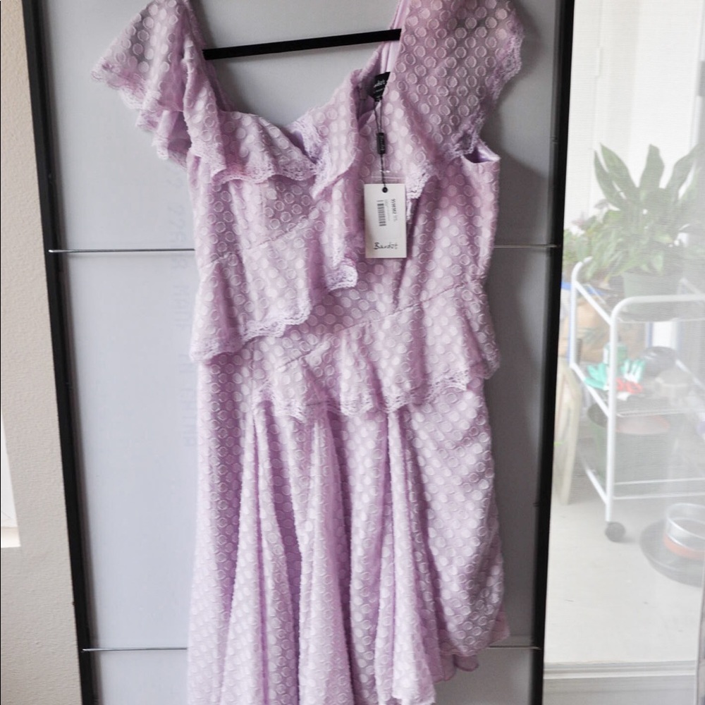 WAYF asymmetric one sleeve dress lilac M